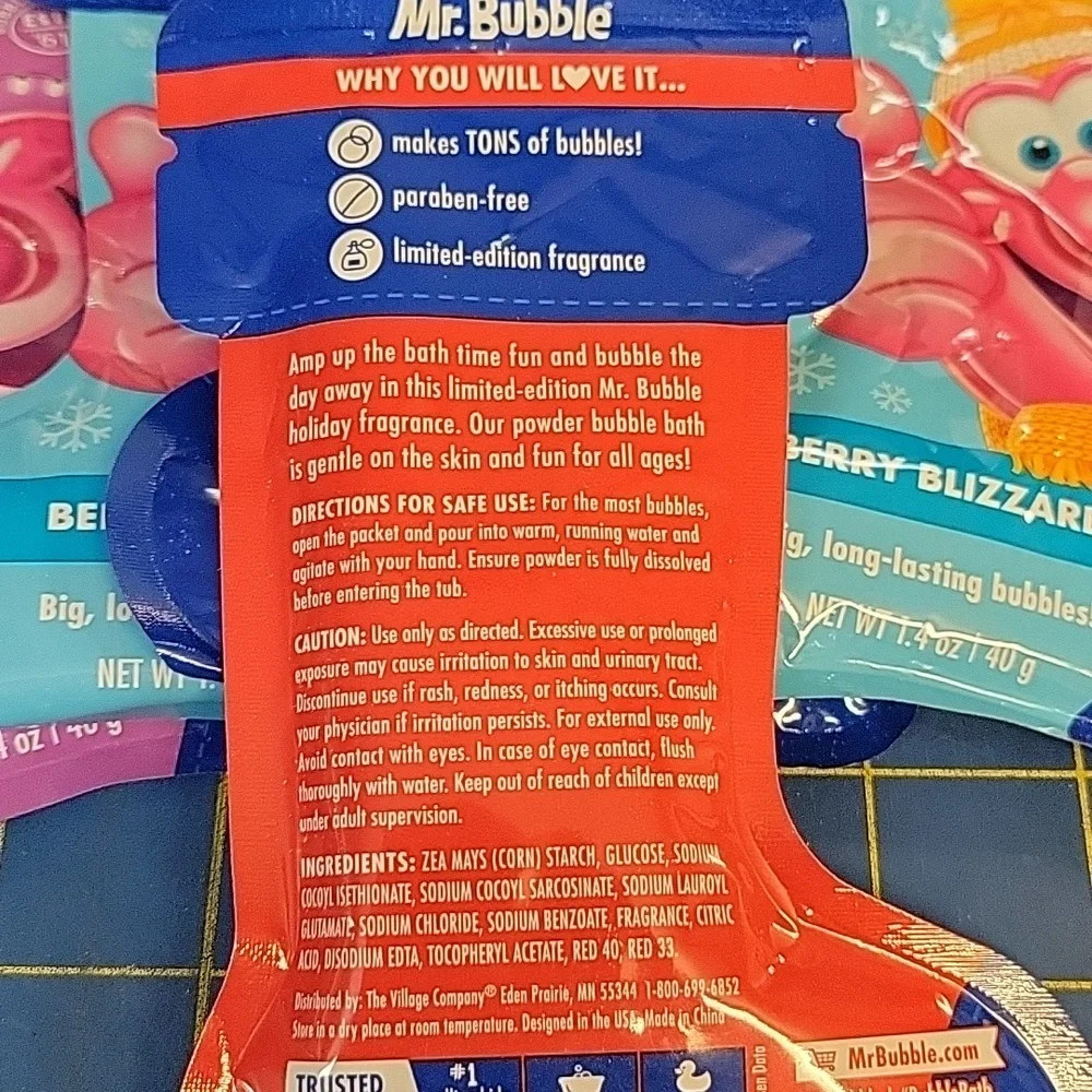 Mr. Bubbles Powder Bubble Bath Pack of 5 Grape Berry & Strawberry New